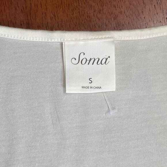 Soma cool nights short sleeve sleep shirt ivory cream small - Picture 3 of 11